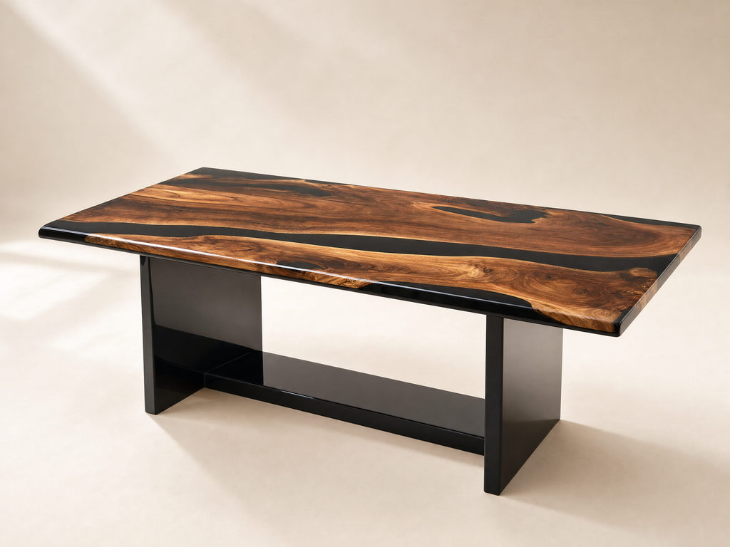 Walnut Black Epoxy River Dining Table