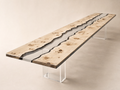Maple Burl Clear Epoxy River Dining Table