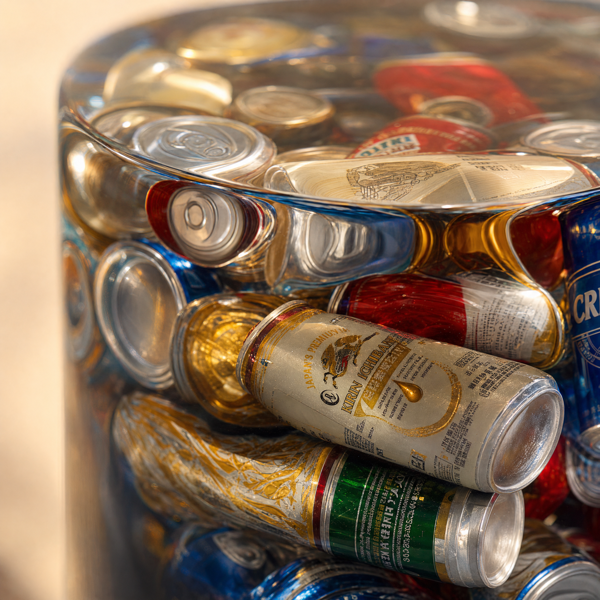 Mixed Beer Can Resin Stool