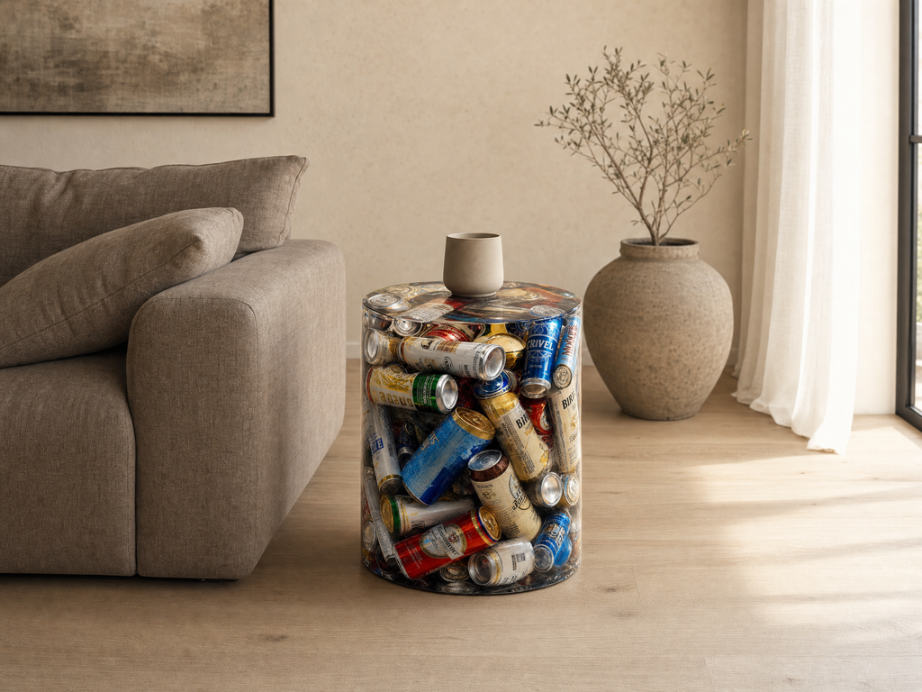 Mixed Beer Can Resin Stool