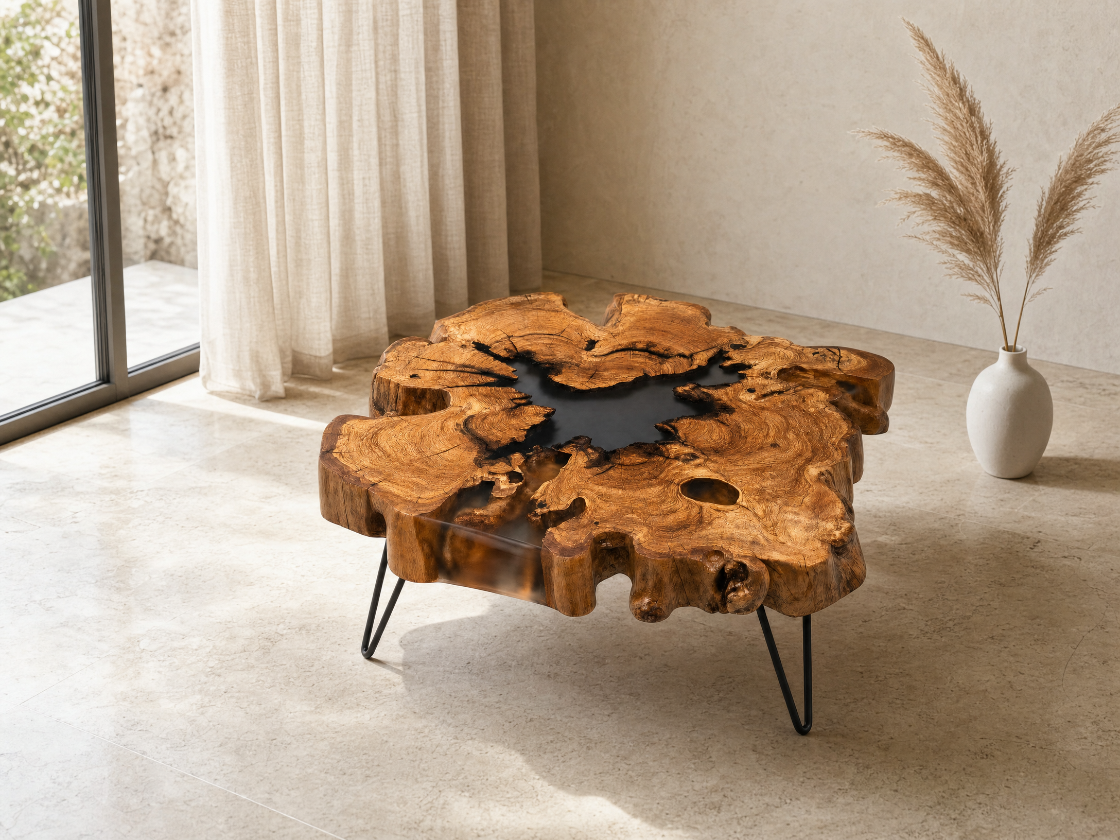 Live Edge Olive Wood Resin Coffee Table