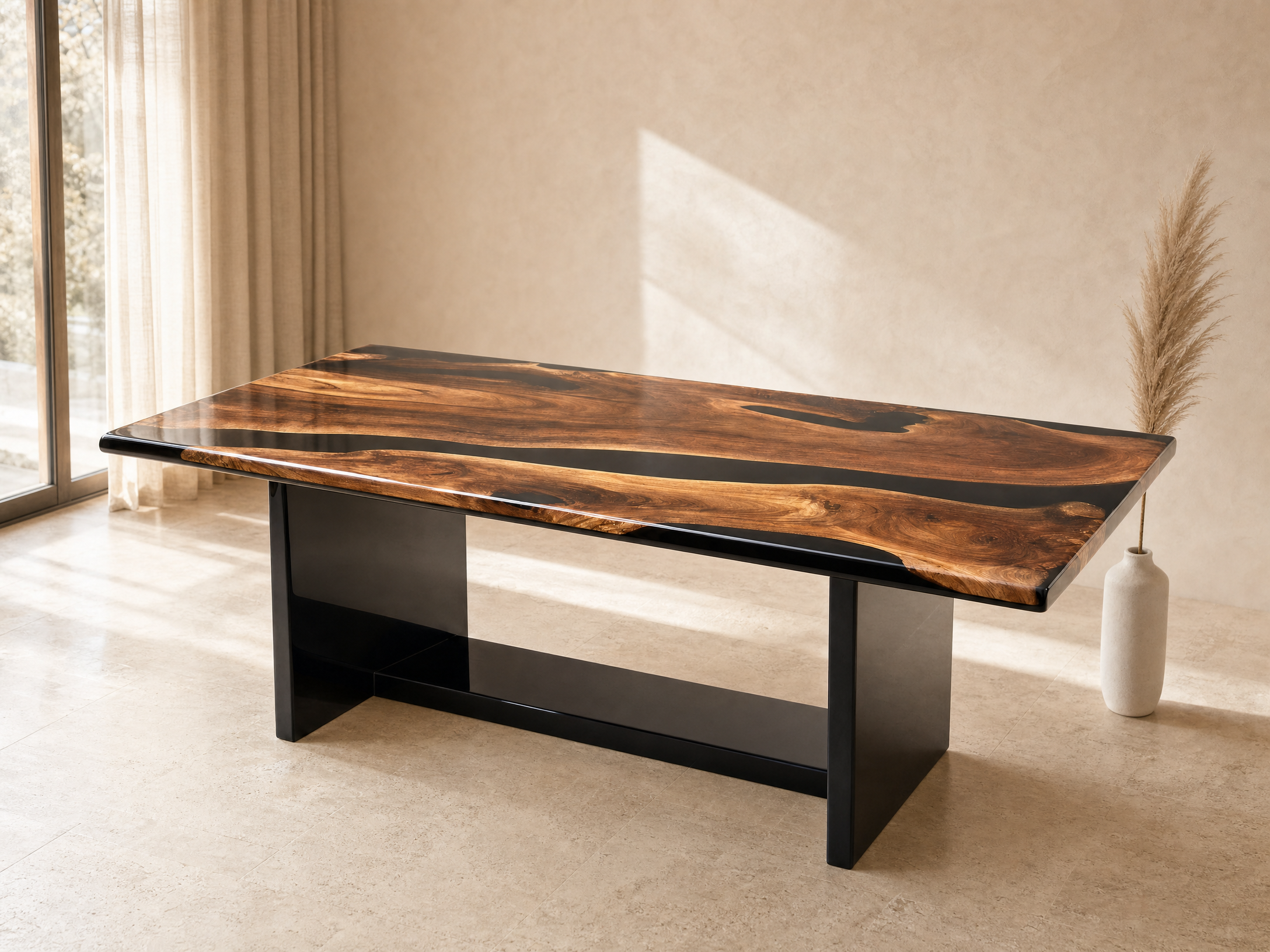 Walnut Black Epoxy River Dining Table