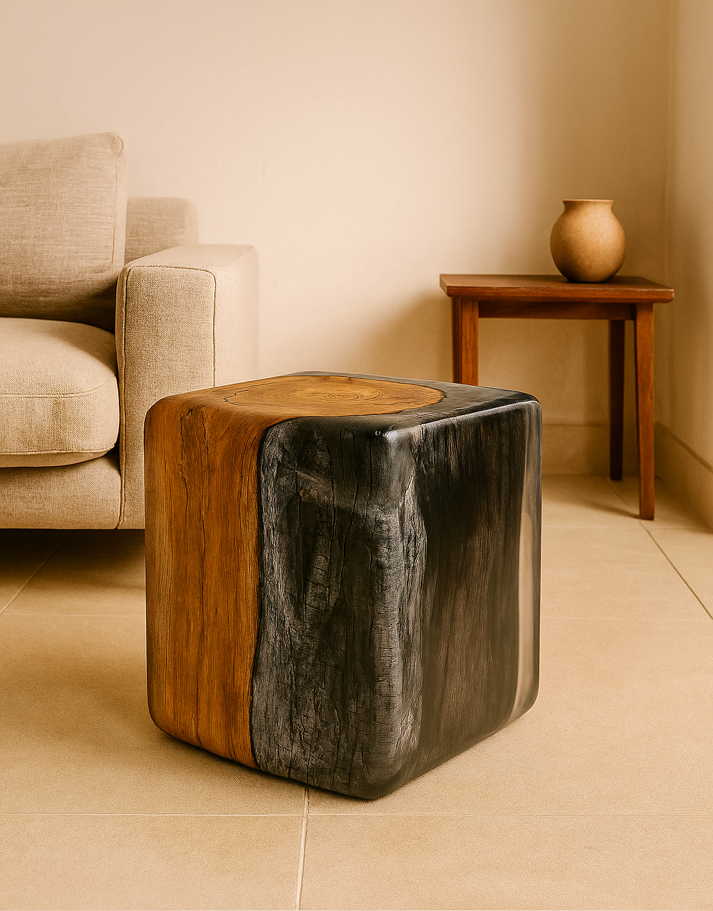 Wood Stump Clear Resin Stool
