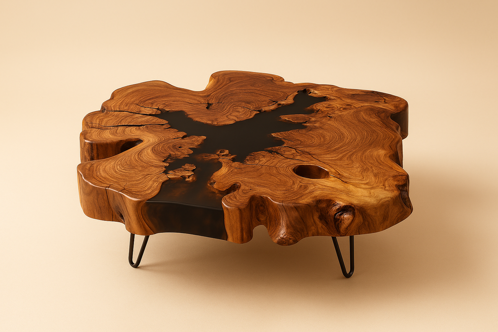 Live Edge Olive Wood Resin Coffee Table