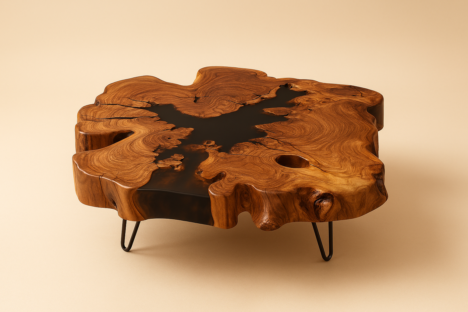 Live Edge Olive Wood Resin Coffee Table