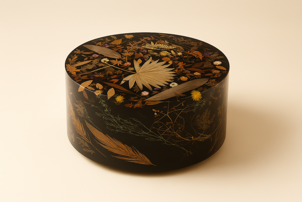 Dried Botanical Black Resin Coffee Table
