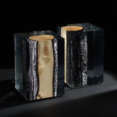 Wood Stump Clear Resin Stool