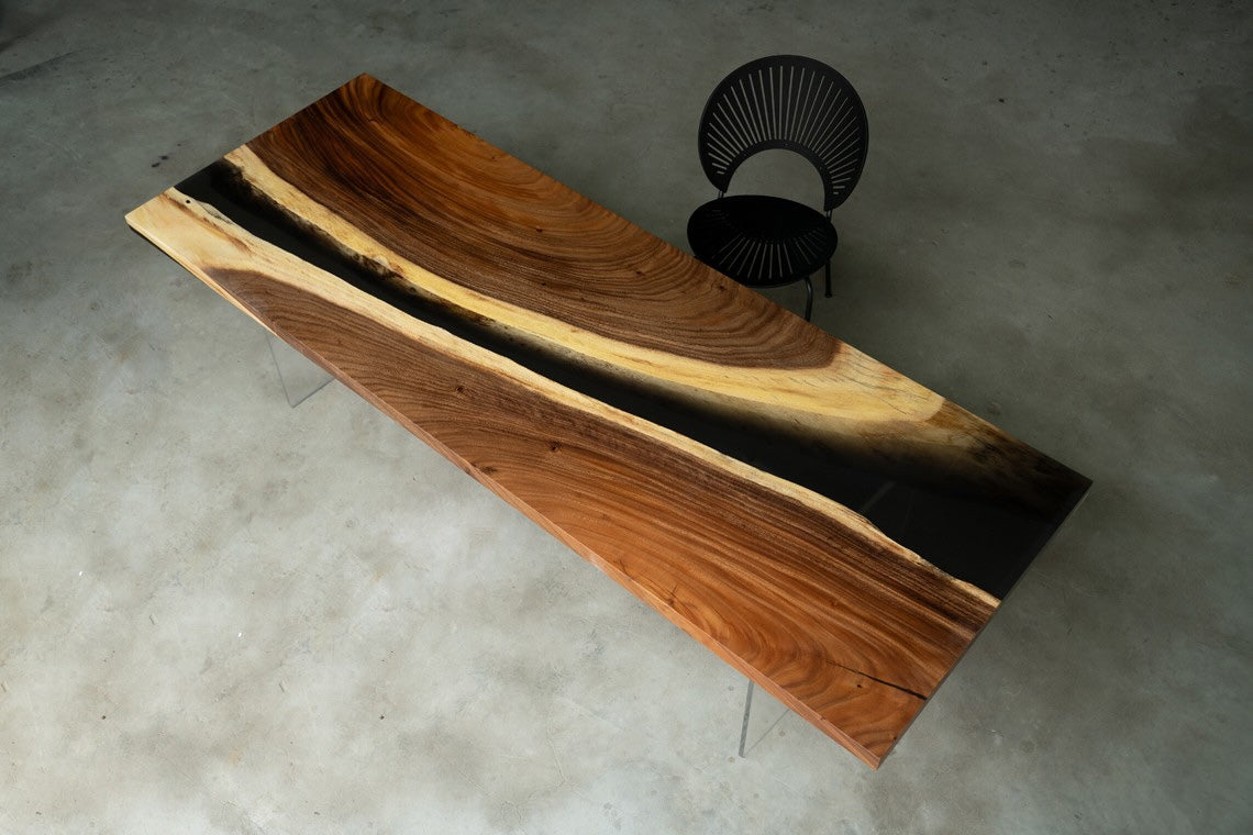 Walnut Wood Epoxy Resin Table  (with SAICOS Premium Hardwax-Oil Finish)