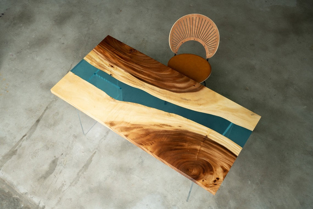 Walnut Wood Epoxy Resin Table  (with SAICOS Premium Hardwax-Oil Finish)