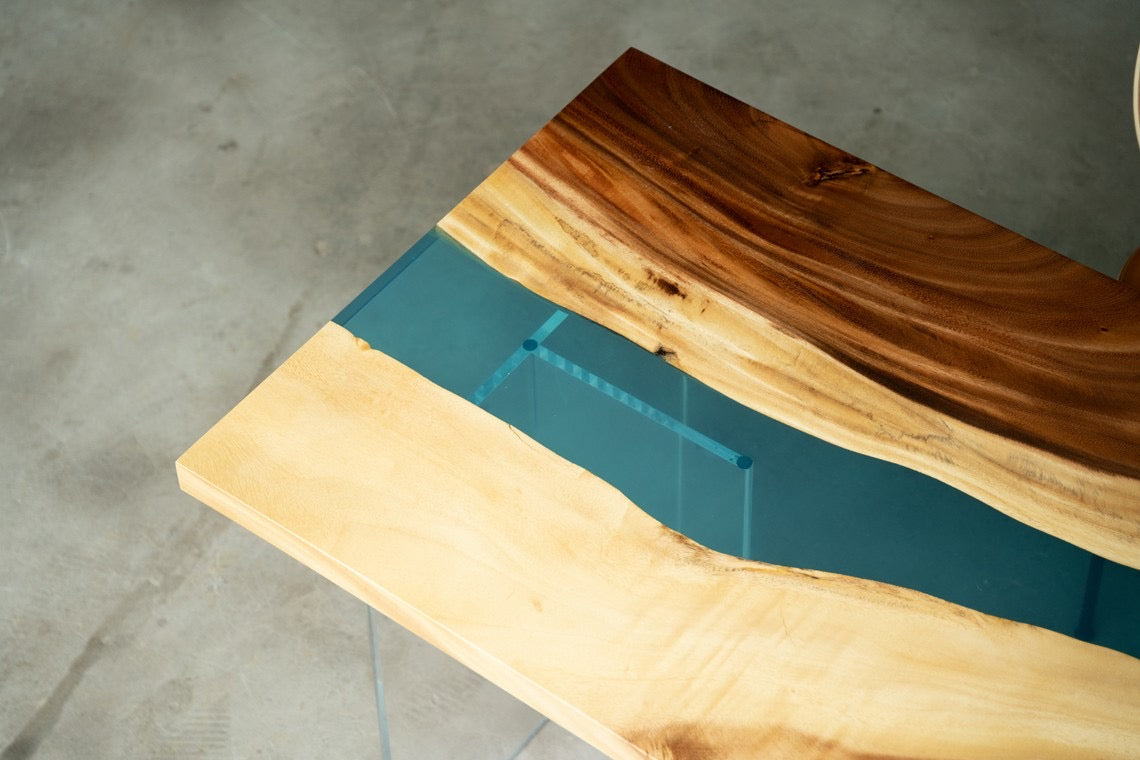 Walnut Wood Epoxy Resin Table  (with SAICOS Premium Hardwax-Oil Finish)