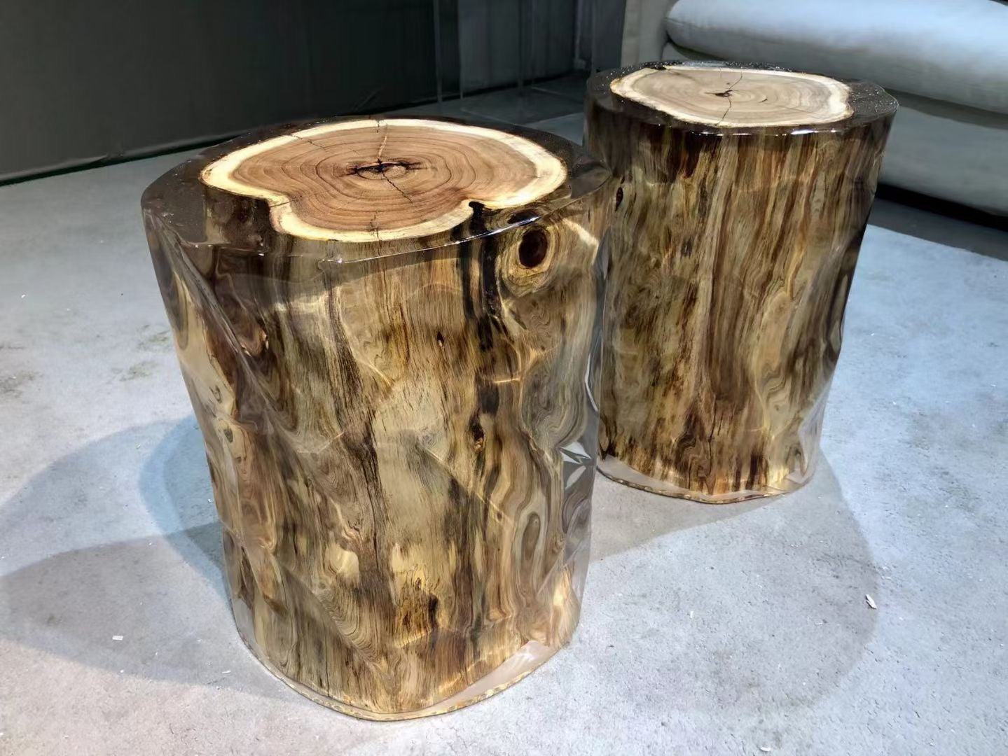 Wood Stump Clear Resin Stool
