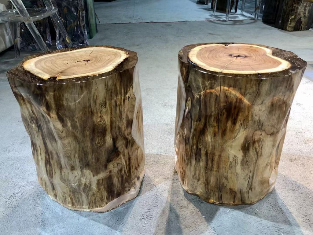 Wood Stump Clear Resin Stool