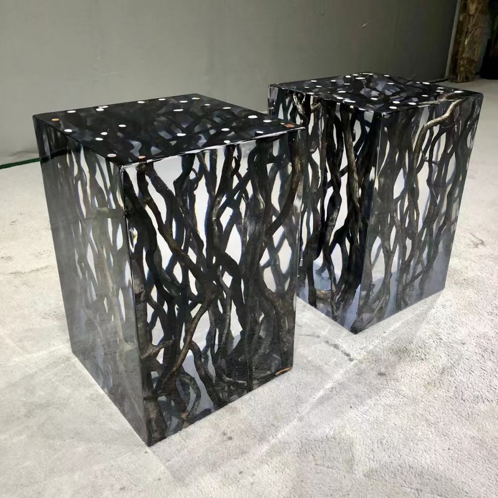 Wood Stump Clear Resin Stool