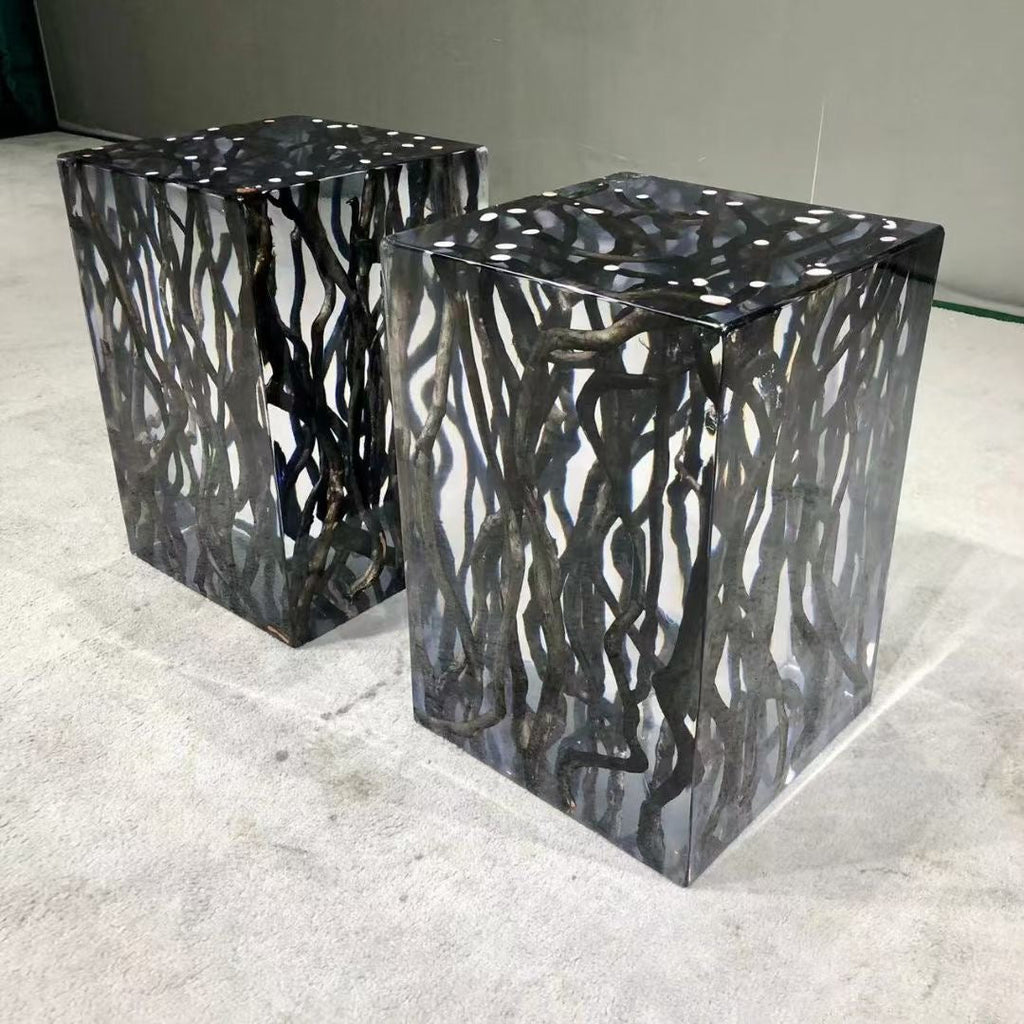 Wood Stump Clear Resin Stool