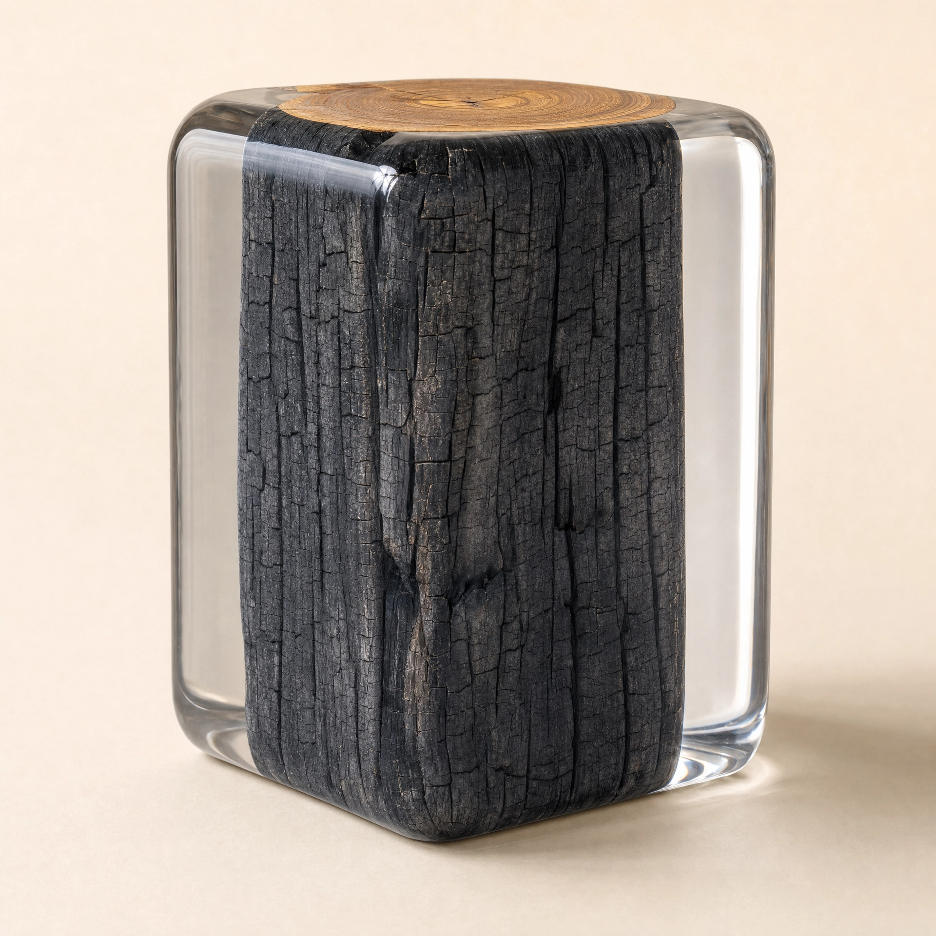 Wood Stump Clear Resin Stool