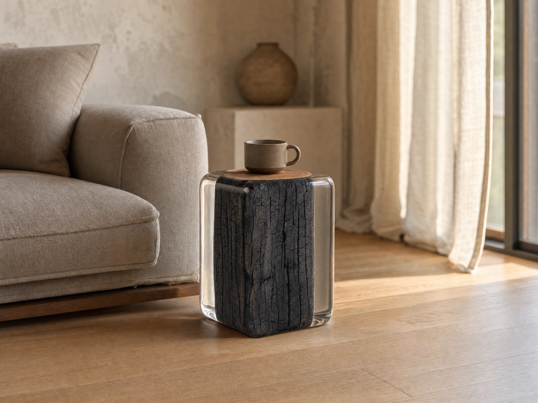 Wood Stump Clear Resin Stool